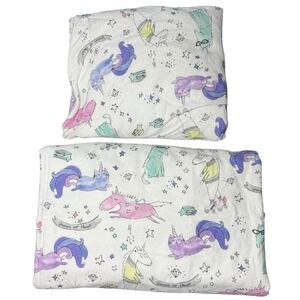 Pottery Barn FLANNEL Sheet‎ Set TWIN XL Unique Unicorn Organic Pony Cat Kitty